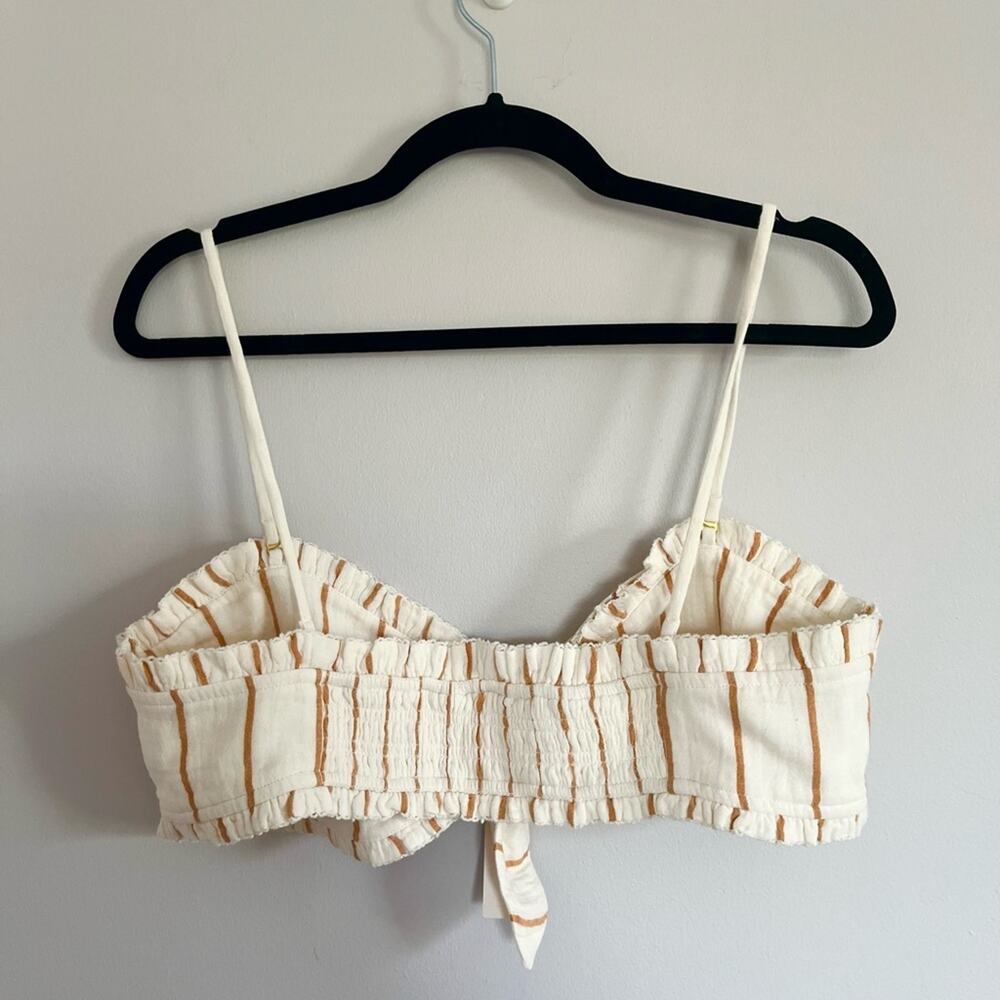 MADEWELL Lightspun Tie-Front Bandeau Top in Stripe Size L - Picture 6 of 6